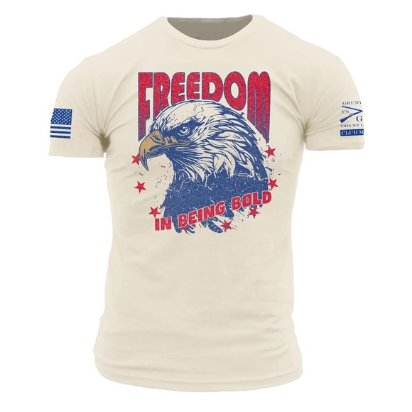 Grunt Style “Freedom in Being Bold” Men’s T-Shirt in Sand Color, Sz L - Picture 2 of 9